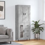 vidaXL Visoka komoda betonsko siva 69,5x34x180 cm inženirski les | Shoptok.si