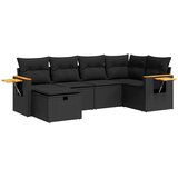  6-dijelni set vrtnih sofa s jastucima crni od poliratana | shoptok.hr