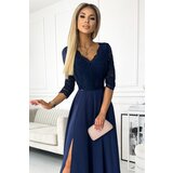 Numoco Elegant long dress with lace neckline | shoptok.hr