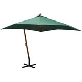 vidaXL Viseč senčnik 300x300 cm lesen drog zelene barve | Shoptok.si