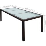 vidaXL Vrtna miza 190x90x75 cm rjav poli ratan in steklo, (20918597) | Shoptok.si