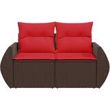  Vrtna sofa s jastucima za 2 osobe, smeđa, poliratan | shoptok.hr