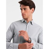 Ombre Men's SLIM FIT shirt in decorative fabric - gray