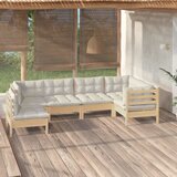 Maison Chic Seti vrtnega pohištva - Vrtna garnitura - Vrtni pohištvo set 6-delna s krem blazinami borovina, (21816397) | Shoptok.si