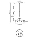 Open Design OR85624-Luster na štapu DORETTO 4xE27/15W/230V prečnik 50 cm mat hrom/bela | Eponuda.com