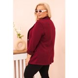 Kesi Włoski Plus Size women's blazer made of viscose with long sleeves and collar plum | Shoptok.si