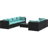  8-dijelna vrtna garnitura od poliratana s jastucima crna | shoptok.hr