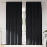 vidaXL Zatemnilne Zavese z Zgornjo Trakom 2 kosa Črna Velur, (22046183) | Shoptok.si