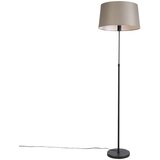 QAZQA Stoječa svetilka črna s taupe lanenim senčilom nastavljiv 45 cm - Parte Cene