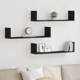 vidaXL Stenska polica 3 kosi črna hrast 80x18x18 cm inženirski les | Shoptok.si