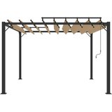  Sjenica s re&amp;scaron;etkastim krovom 3x3 m smeđe-siva tkanina/aluminij Slike