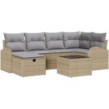  7-delni set vrtnega kavča z blazinami bež poli rattan | Shoptok.si