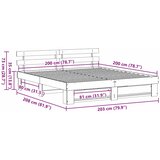  Krevetna konstrukcija Bijelo 200 x 200 cm Čvrsto borovo drvo | shoptok.hr