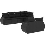  7-dijelni set vrtnih sofa od poliratana s jastucima crni | shoptok.hr