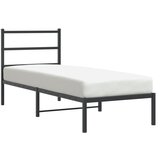 Maison Chic Kovinski Posteljni okvir - Enojna postelja - Postelja za odrasle z vzglavjem črn 75x190 cm, (21694589) Cene