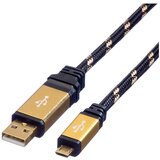 Roline USB kabel USB 2.0 USB-A vtič\, USB-mikro-B vtič 1.80 m črna\, zlata zaščiten 11.02.8826, (20417297) | Shoptok.si