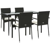  5-dijelni vrtni blagovaonski set s jastucima od poliratana crni | shoptok.hr