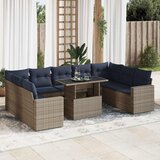  10-dijelni set vrtnih sofa poliratan i bagrem s jastucima sivi | shoptok.hr