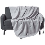 HOMESCAPES Bombažna odeja Rajput Ribbed Silver Grey, 225x255 cm, (20749768) Cene