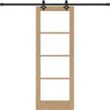 vidaXL Komplet drsnih vrat s strojno opremo 73.5x198.5 cm Trdi les Bor, Notranja vrata s steklom 'ORKDAL'73.5x198.5x4 cm Trdi les Bor | Shoptok.si