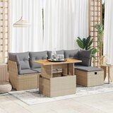 vidaXL 6-dijelni set vrtnih sofa s jastucima bež od poliratana bagrem Cijene