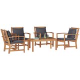  Sjedeća garnitura za vrt 5 kom. Prirodna Čvrsto teak drvo | shoptok.hr