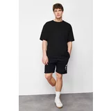 Trendyol Men's Black Regular/Normal Fit Fluffy Text Printed Shorts