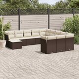  12-dijelni set vrtnih sofa od poliratana s jastucima smeđi | shoptok.hr