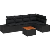 vidaXL Set Vrtnih Sofa od 6 Dijelova s Jastučićima Crna Poli Ratan Bagrem Cijene