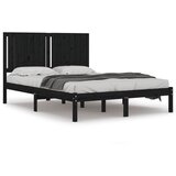 The Living Store Posteljni okvir črn iz trdne borovine 140x190 cm - Posteljni Okvir, (21524924) | Shoptok.si