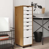 vidaXL Premična omarica s predali MOSS medeno rjava trdna borovina | Shoptok.si