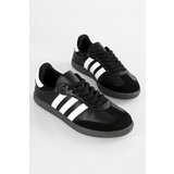 Shoeberry Women's Sambai Black and White Striped Flat Sneakers | Shoptok.si