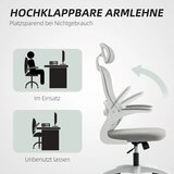  Ergonomska uredska stolica s mrežastim naslonom podesiva visina sklopivi nasloni za ruke 5 kotačića funkcija ljuljanja siva | shoptok.hr
