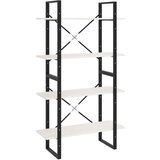 Furnova Knjižna omara 4-nadstropna bela 80x30x140 cm trdna borovina, (21932831) | Shoptok.si