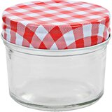  Staklenke za džem s bijelo-crvenim poklopcima 96 kom 110 ml | Eponuda.com