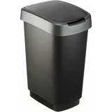 Rotho Koš za odpadke iz reciklirane plastike v srebrno-črni barvi 25 l Twist - Rotho