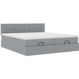 vidaXL Otomanski posteljni okvir z vzmetnicami siv 160x200 cm blago | Shoptok.si