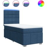 vidaXL Box spring postelja z vzmetnico modra 90x200 cm blago | Shoptok.si