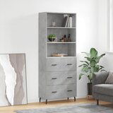vidaXL Visoka komoda siva betona 69 5x34x180 cm od konstruiranog drva | shoptok.hr