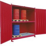 eurokraft pro Regalni kontejner za nevarne snovi, za št. sodov 16 x 200 l, rdeča | Shoptok.si