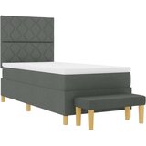 vidaXL postelja s škatlastim vzmetenjem z vzmetnico & klopjo temno siva 90x190 cm tkanina | Shoptok.si