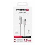 Swissten kabel USB/USB-C, TEXTILE II, 3A, 60W, 480 Mb/s, 1,5m bijelo-srebrni | shoptok.hr