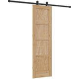  Klizna vrata Prirodna i crna 61 x 198,5 cm Masivna borovina | shoptok.hr