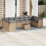 vidaXL 11-dijelni set vrtnih sofa od poliratana s jastucima bež Cijene