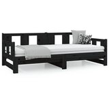  Dnevni ležaj na izvlačenje crni 2x (80x200) cm masivna borovina | Eponuda.com