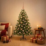  Umjetno božićno drvce s kuglicom 150 cm 150 LED lampica - 150 cm s LED-ima i ružičastim lopticama | shoptok.hr
