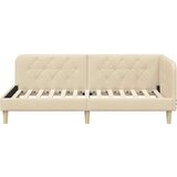  Kutni okvir kreveta s uzglavljem Krema 90 x 190 cm tkanina | shoptok.hr