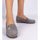 D/CEO marka niezdefiniowana Gray loafers with a wedge made of eco-suede Sarimi | Shoptok.si