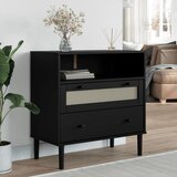  Komoda SENJA crna izgled ratana 80x40x80 cm masivna borovina | Eponuda.com