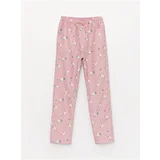 LC Waikiki Girls' Trousers with Elastic Waist, Patterned Fleece Lined